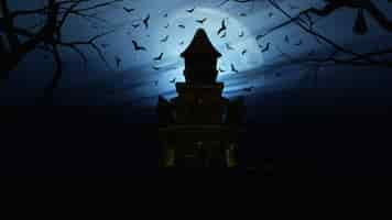 Free photo 3d halloween background with spooky castle