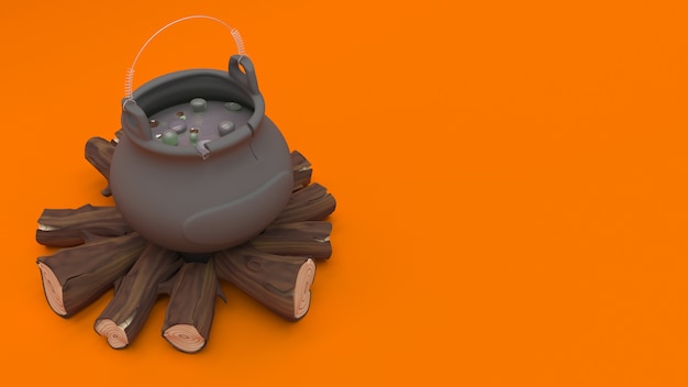 Free Photo 3d halloween cauldron