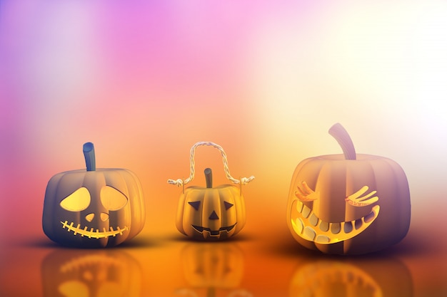 Free Photo 3d halloween pumpkins 