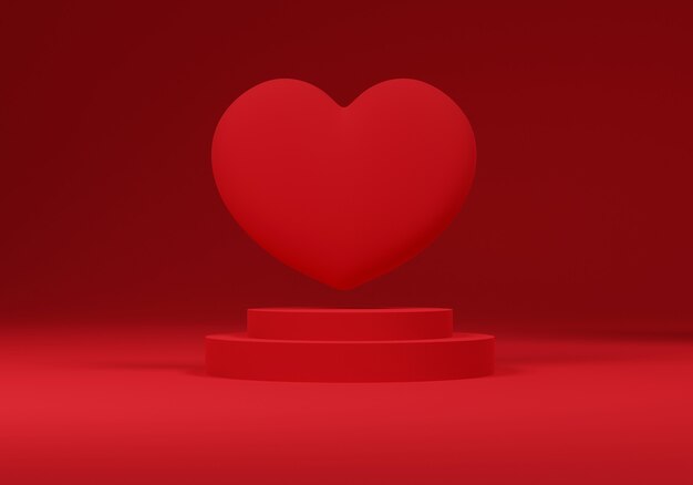 3d heart floating over a podium