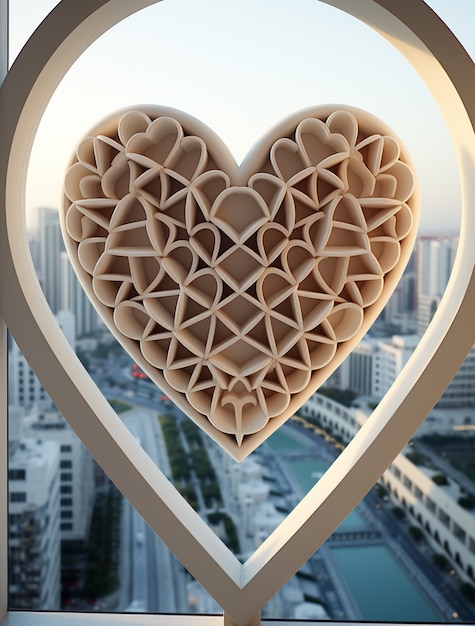 Free Photo 3d heart shape built into city architecture