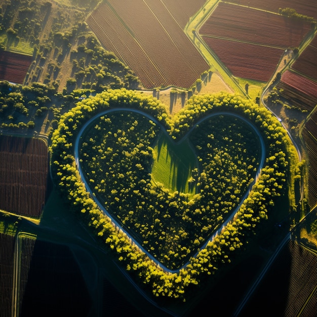 Free photo 3d heart shape with nature and vegetation