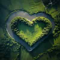 Free photo 3d heart shape with nature and vegetation