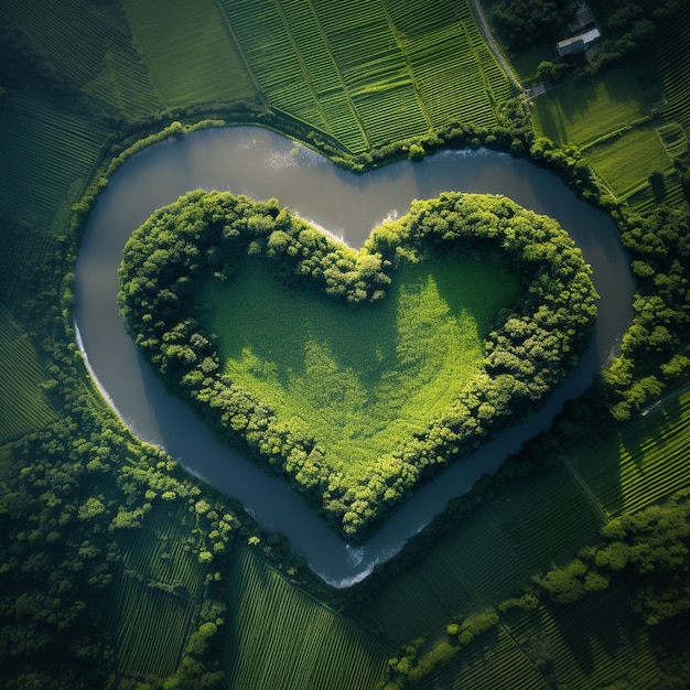 Free Photo 3d heart shape with nature and vegetation