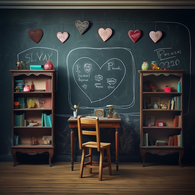 Free photo 3d heart shapes in child room