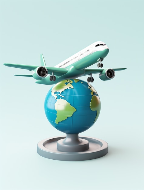 Free photo 3d icon for travel with airplane