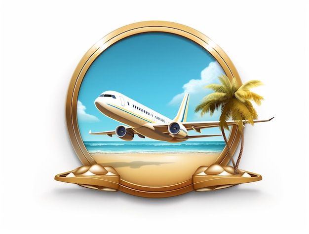 Free Photo 3d icon for travel with airplane