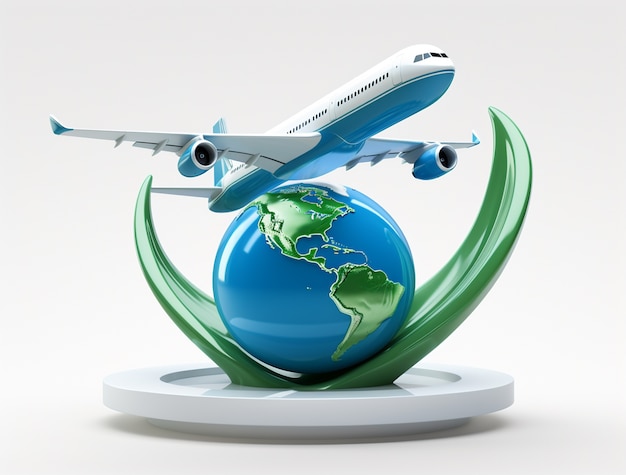 Free photo 3d icon for travel with airplane