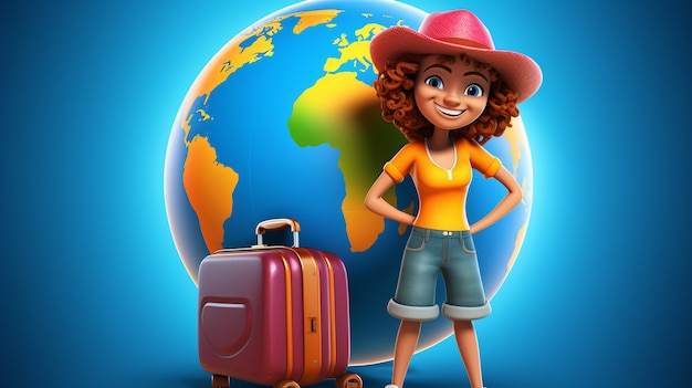 3d icon for travel with woman