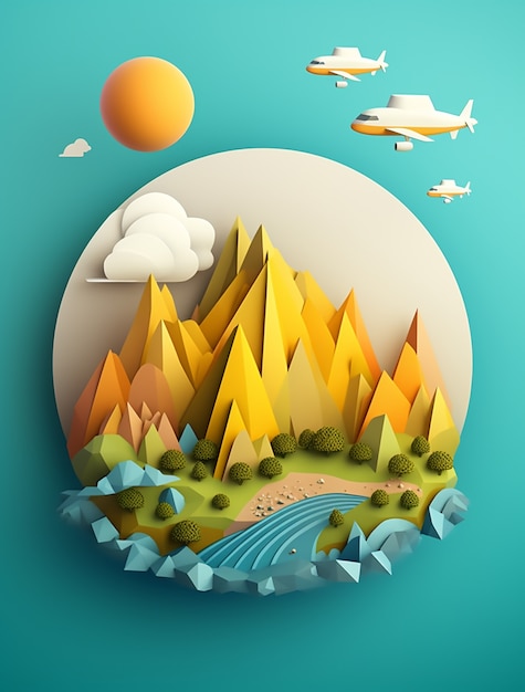 Free Photo 3d icon for traveling and vacation