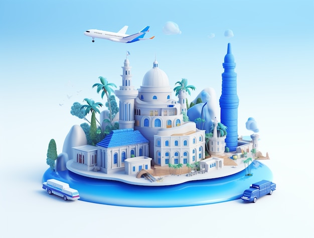 Free photo 3d icon for traveling and vacation