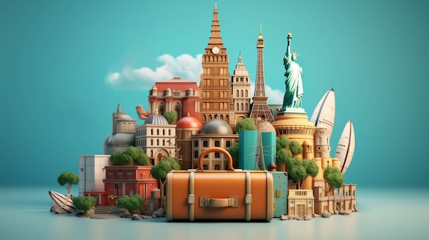 3d icon for traveling and vacation