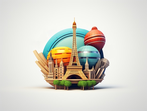 Free Photo 3d icon for traveling and vacation