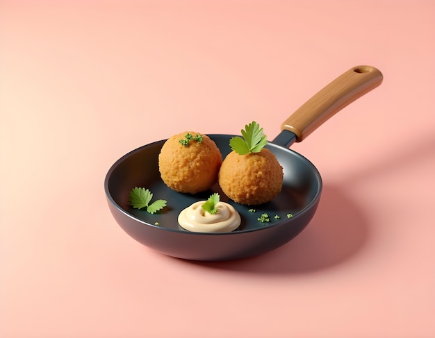 3d illustrated fried food