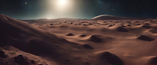 Free photo 3d illustration of an alien planet with sand dunes and stars