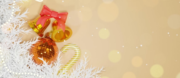 3d illustration background with christmas decorations