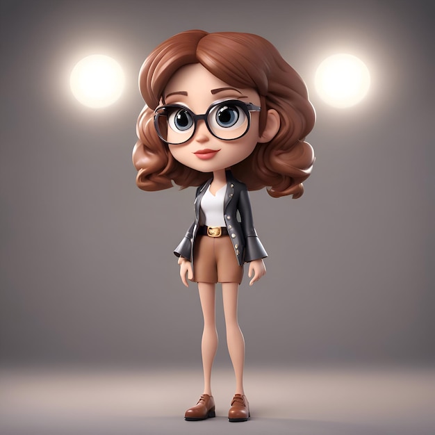 Free Photo 3d illustration of a beautiful hipster girl with glasses and leather jacket