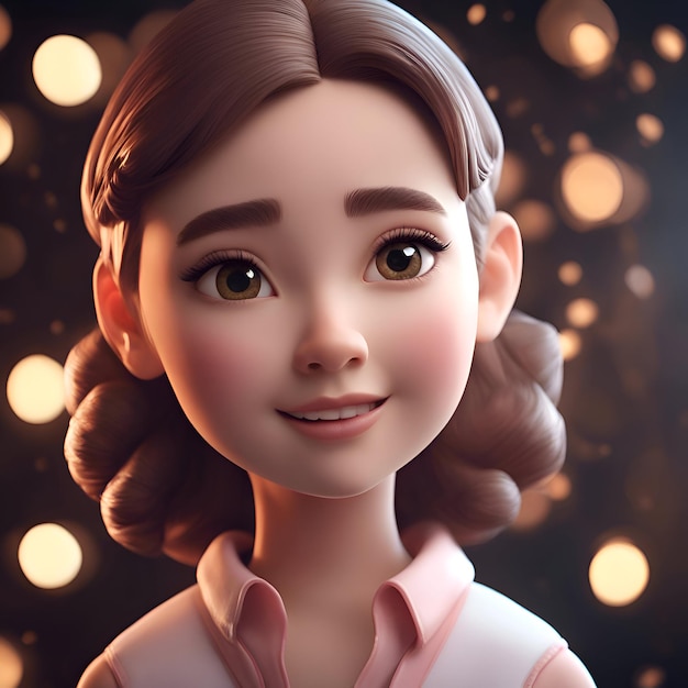 Free photo 3d illustration of a beautiful japanese girl with bokeh background