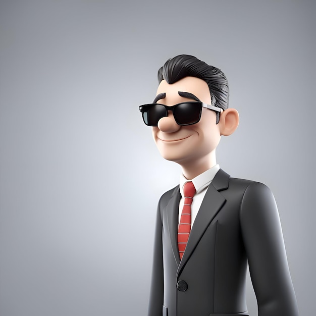 Free photo 3d illustration of a businessman in a black suit and sunglasses