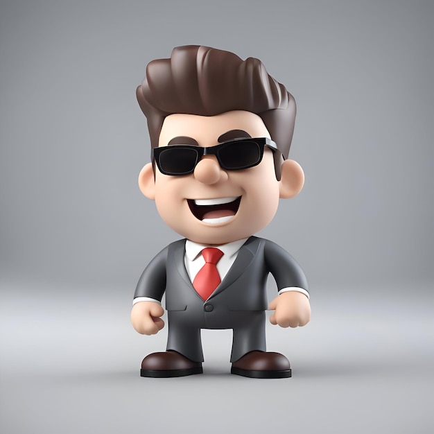 Free photo 3d illustration of a businessman in a suit wearing sunglasses