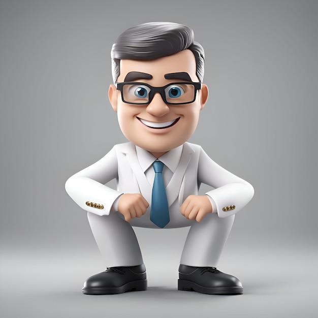 Free photo 3d illustration of a businessman in a white suit and glasses