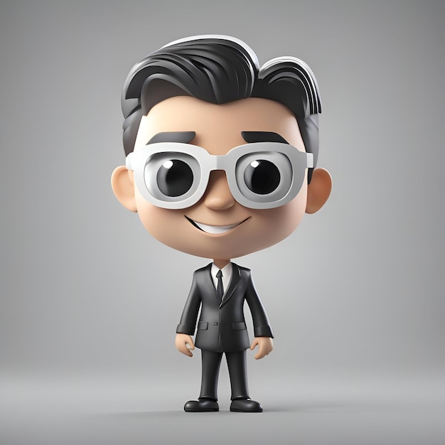 Free photo 3d illustration of a cartoon businessman character with glasses