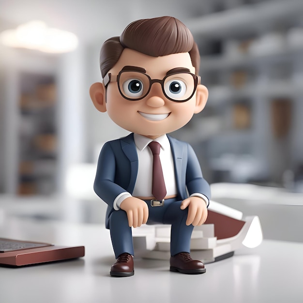 Free photo 3d illustration cartoon businessman in the office business concept