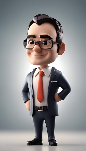 Free Photo 3d illustration of a cartoon character with glasses and a business suit