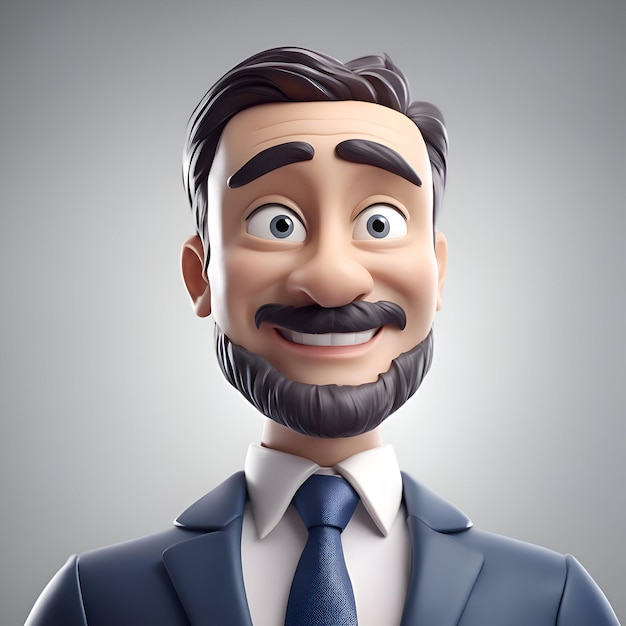 Free photo 3d illustration of a cartoon character with a mustache and a tie