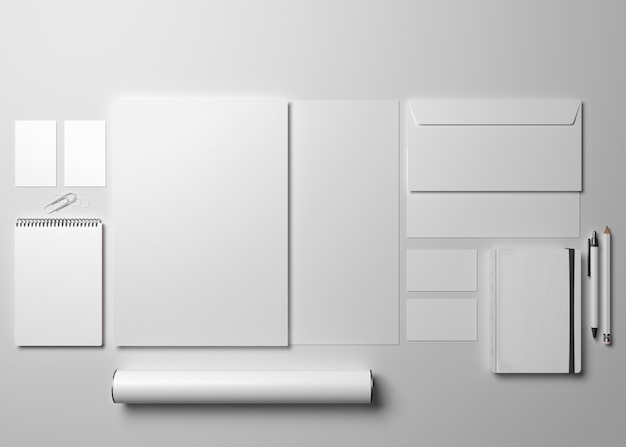 Free Photo 3d illustration. corporate identity. stationary branding set mockup.