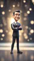 Free photo 3d illustration of a cute cartoon businessman standing with his arms folded