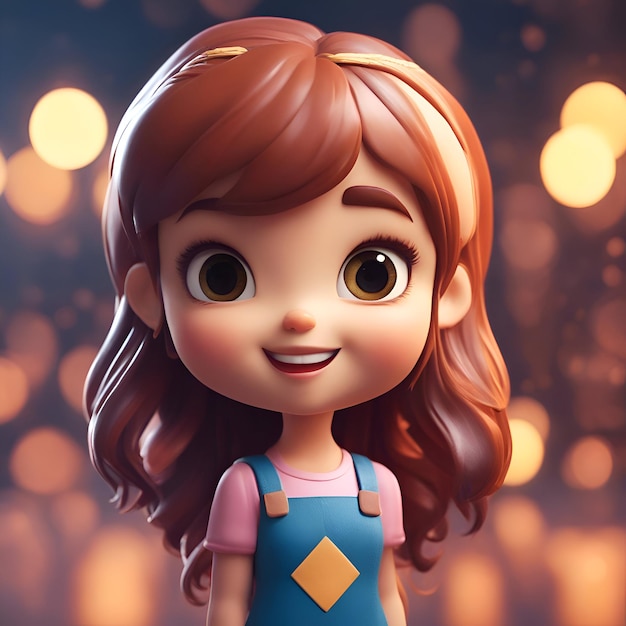 Free photo 3d illustration of a cute little girl on a bokeh background