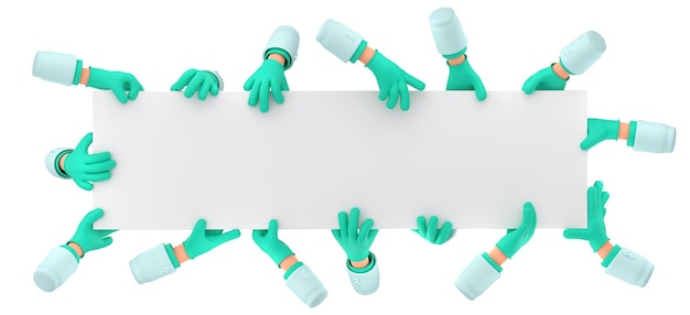 Free Photo 3d illustration of doctor hands with blank banner