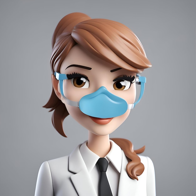 Free photo 3d illustration of female doctor wearing face mask against a grey background