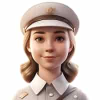 Free photo 3d illustration of a female pilot wearing a cap and uniform