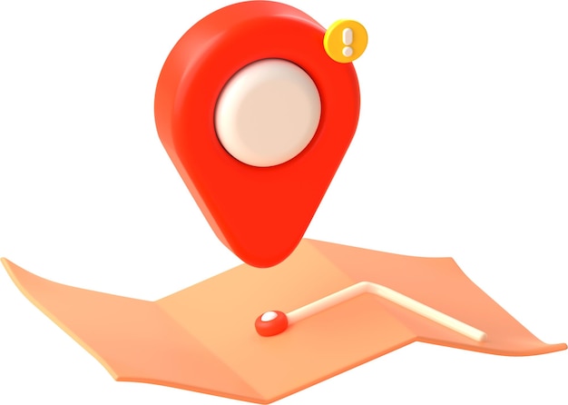 Free photo 3d illustration of red locator sign on map