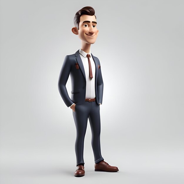 Free Photo 3d illustration of a young business man standing with hands in pockets