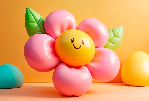 Free photo 3d inflatable pastel flower background