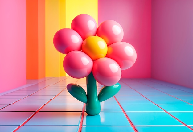 Free photo 3d inflatable pastel flower background