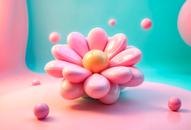 3d inflatable pastel flower background