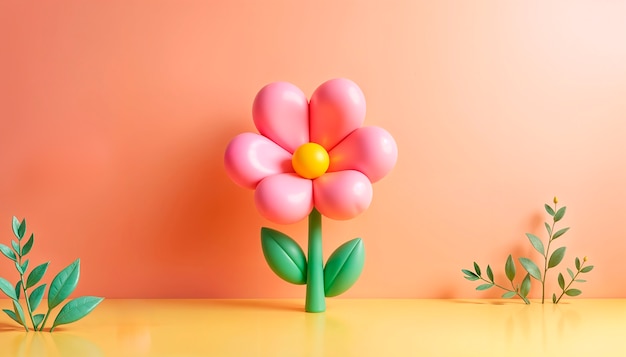 Free Photo 3d inflatable pastel flower background