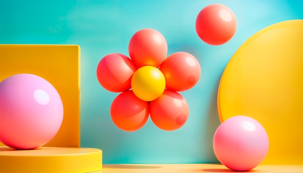 3d inflatable pastel flower background