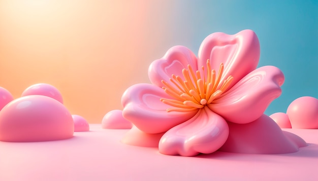 3d inflatable pastel flower background