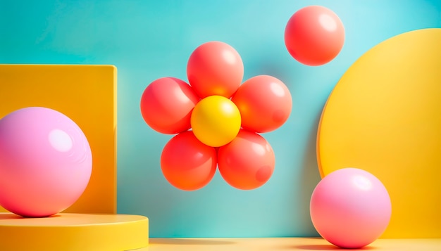 Free photo 3d inflatable pastel flower background