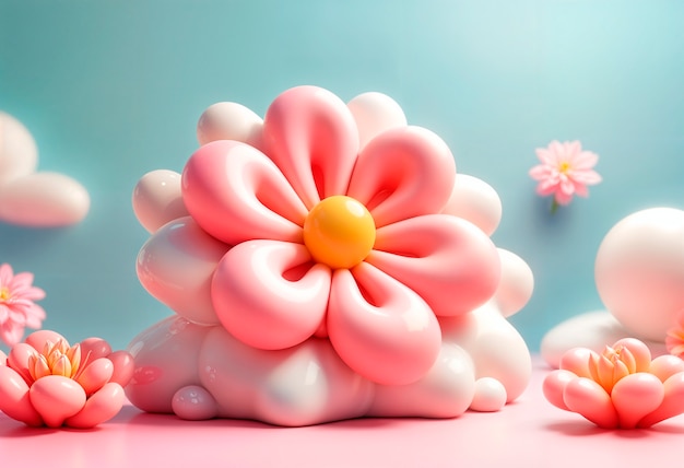 Free photo 3d inflatable pastel flower background