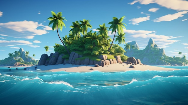 A 3d island in cartoon style