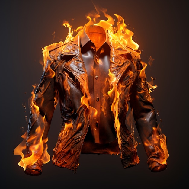 Free Photo 3d jacket on fire with flames