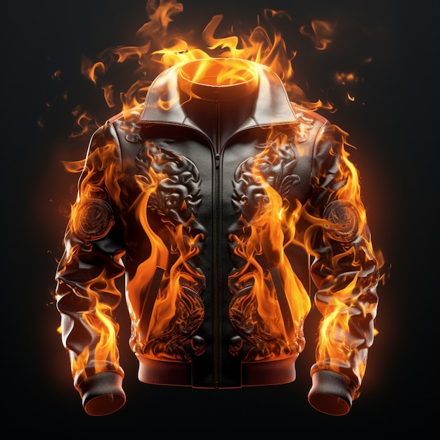 Free Photo 3d jacket on fire with flames