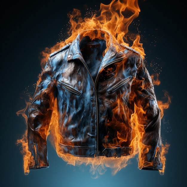 Free photo 3d jacket on fire with flames