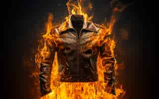 Free photo 3d jacket on fire with flames